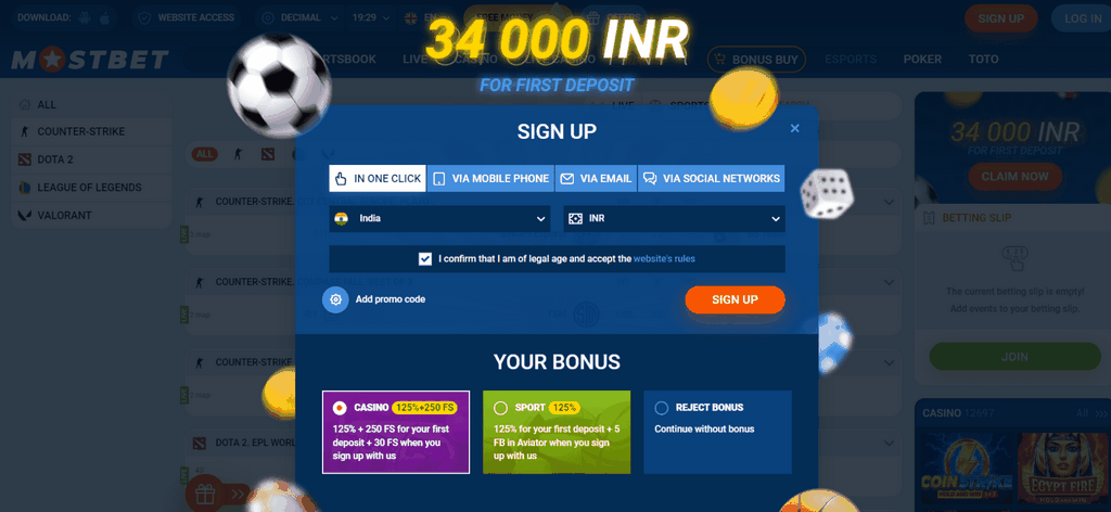 Mostbet Casino in Pakistan offers a 65000 PKR bonus